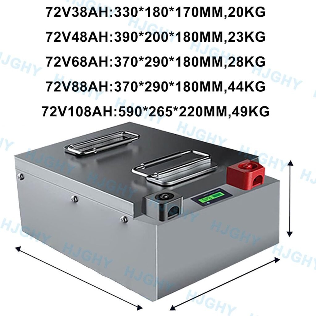 Four-Wheeled Vehicle Battery 72V 38Ah 48Ah 68Ah 88Ah 108Ah Tricycle Batteries with Power Display for Trucks/Golf Carts/RVs