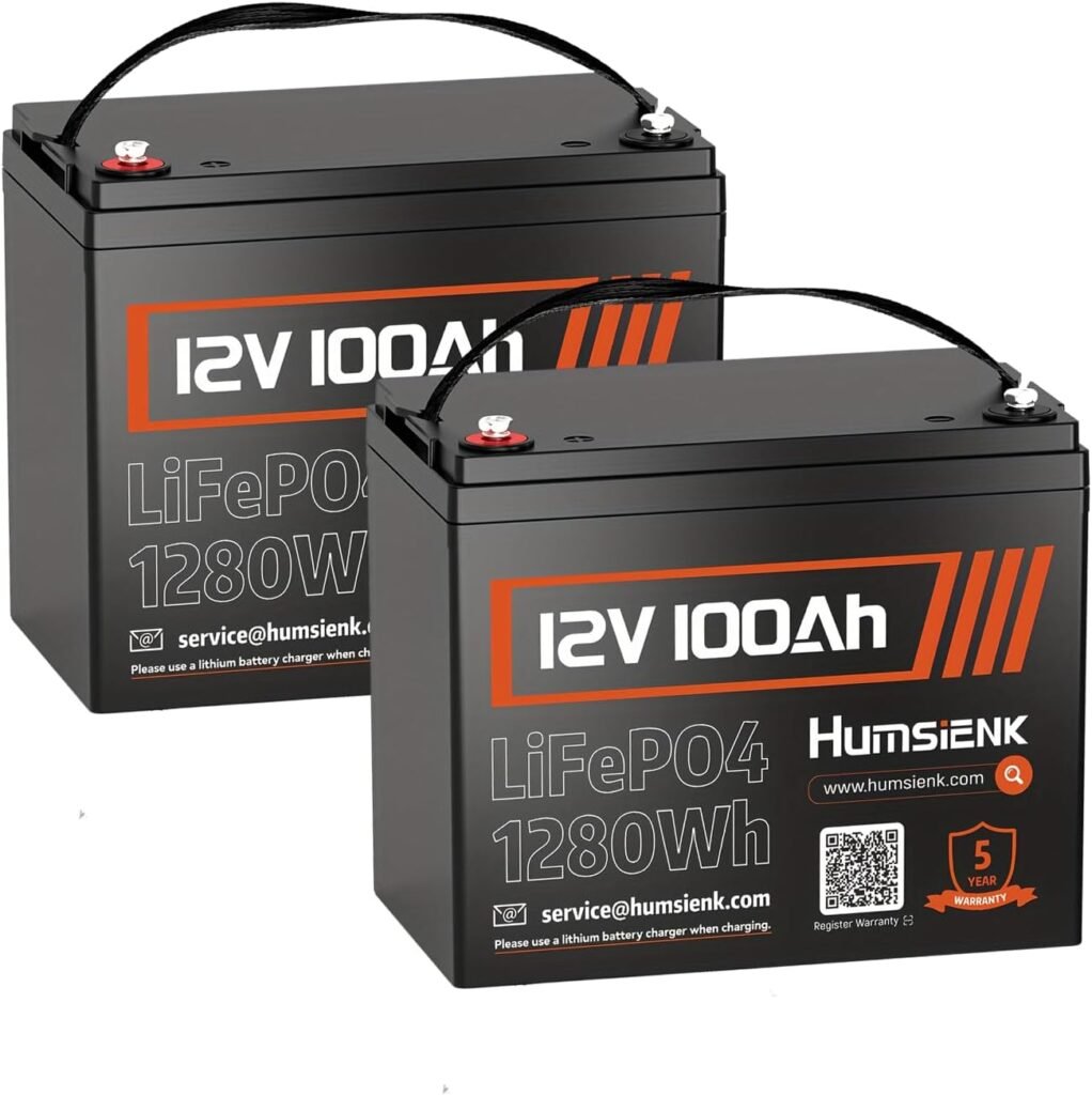 HumsiENK 12V 100Ah LiFePO4 Lithium Battery, 2PACK