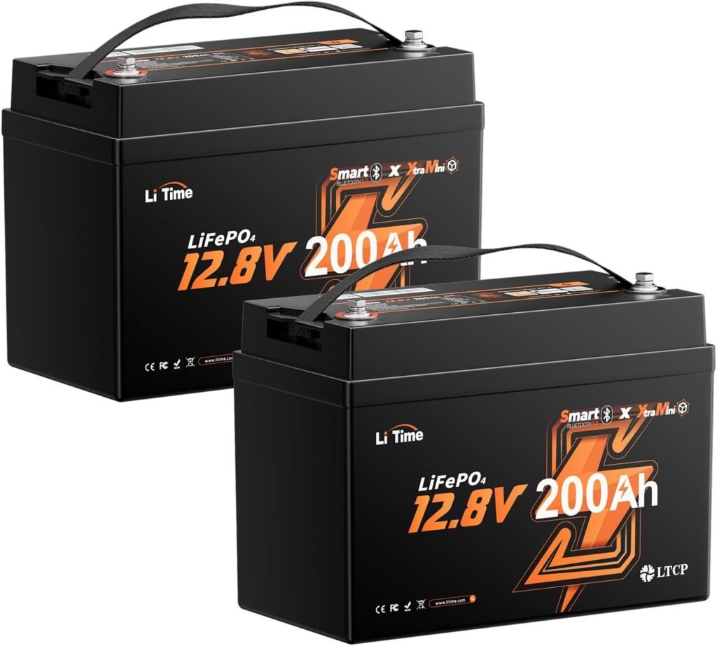 LiTime 12V 100Ah Xtra-Mini Bluetooth Trolling Motor LiFePO4 Battery, Volt MINI Small Lithium Batteries, Up to Deep Cycle, 100A BMS for RV, Camper, Travel Trailers, Boat, Yacht, Kayak (3-Pack)