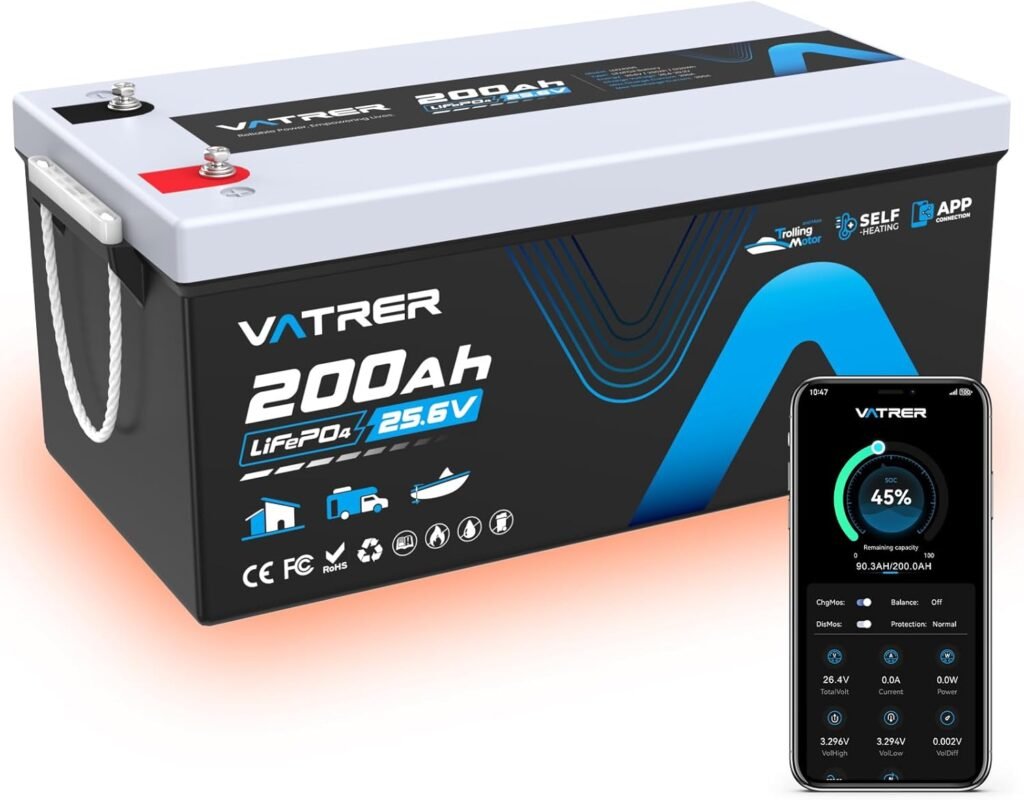 24V 200AH Self-Heating Trolling Motor LiFePO4 Lithium Battery, VATRER POWER Deep Cycle LiFePO4 Battery with 5120W Built-in 200A BMS for Trolling Motors, Marine, RV, Off-Grid Applications 24V 200AH Self-Heating Trolling Motor LiFePO4 Lithium Battery, VATRER POWER Deep Cycle LiFePO4 Battery with 5120W Built-in 200A BMS for Trolling Motors, Marine, RV, Off-Grid Applications