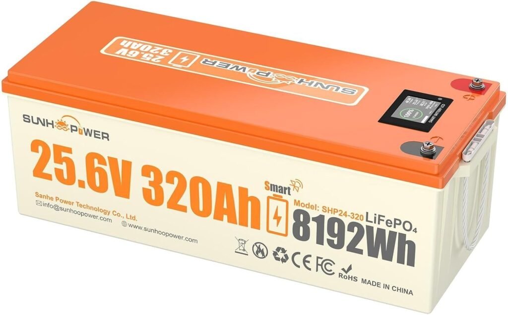 24V 320AH LiFePO4 Battery, 8192Wh Rechargeable Lithium Battery Built-in Smart 200A BMS, Bluetooth, Deep Cycle Low Self-Discharge, Perfect for RV, Marine, Solar, Backup Power, Off-Grid 24V 320AH LiFePO4 Battery, 8192Wh Rechargeable Lithium Battery Built-in Smart 200A BMS, Bluetooth, Deep Cycle Low Self-Discharge, Perfect for RV, Marine, Solar, Backup Power, Off-Grid