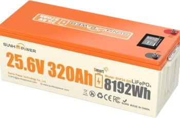 24V 320AH LiFePO4 Battery, 8192Wh Rechargeable Lithium Battery Built-in Smart 200A BMS, Bluetooth, Deep Cycle & Low Self-Discharge, Perfect for RV, Marine, Solar, Backup Power, Off-Grid 24V 320AH LiFePO4 Battery, 8192Wh Rechargeable Lithium Battery Built-in Smart 200A BMS, Bluetooth, Deep Cycle & Low Self-Discharge, Perfect for RV, Marine, Solar, Backup Power, Off-Grid