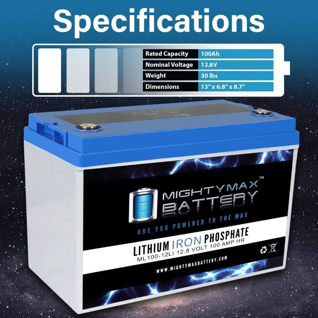 Mighty Max Battery 12V 100AH Lithium Replacement Battery Compatible with Kaddy E-Caddy Golf Cart - Pack