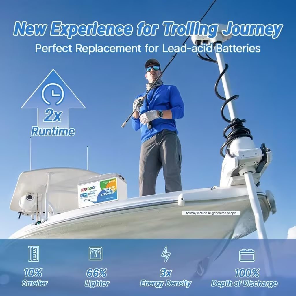 Redodo 12V 100Ah Lithium LiFePO4 Battery, Low-Temp Protection, Built-in 100A BMS, 10-Year Lifetime, Perfect for Cold Areas, Trolling Motor, Boat, RV, Off Grid Pack Redodo 12V 100Ah Lithium LiFePO4 Battery, Low-Temp Protection, Built-in 100A BMS, 10-Year Lifetime, Perfect for Cold Areas, Trolling Motor, Boat, RV, Off Grid Pack